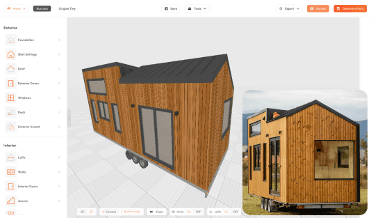 Origine Tiny Model in 3D Tiny House Design Software