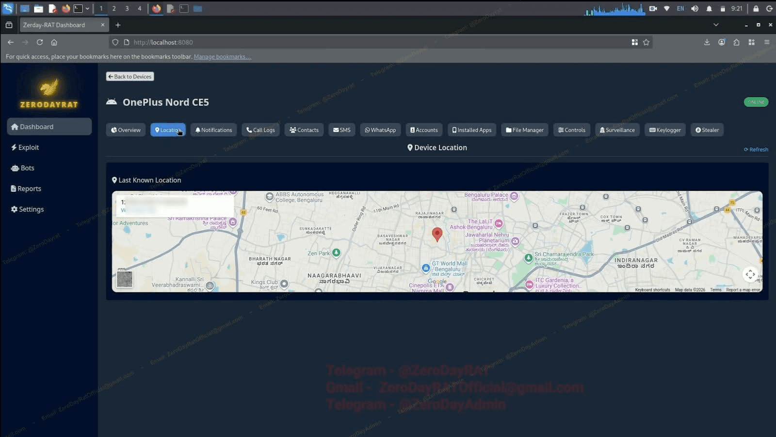 Real-time GPS tracking of a compromised device in Bengaluru (Source : Verify).