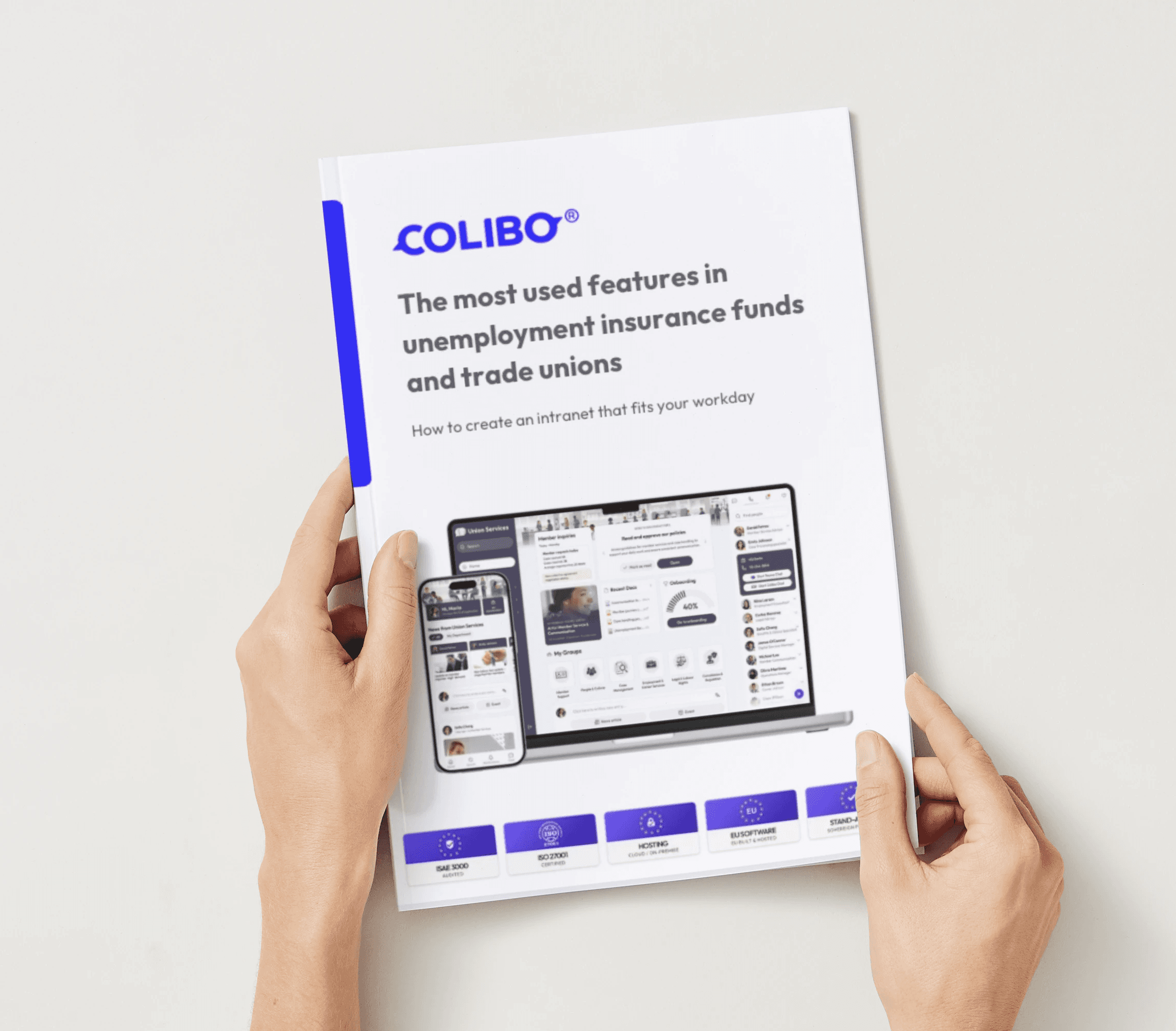 Skærmbillede af Colibo intranet på PC pg mobil