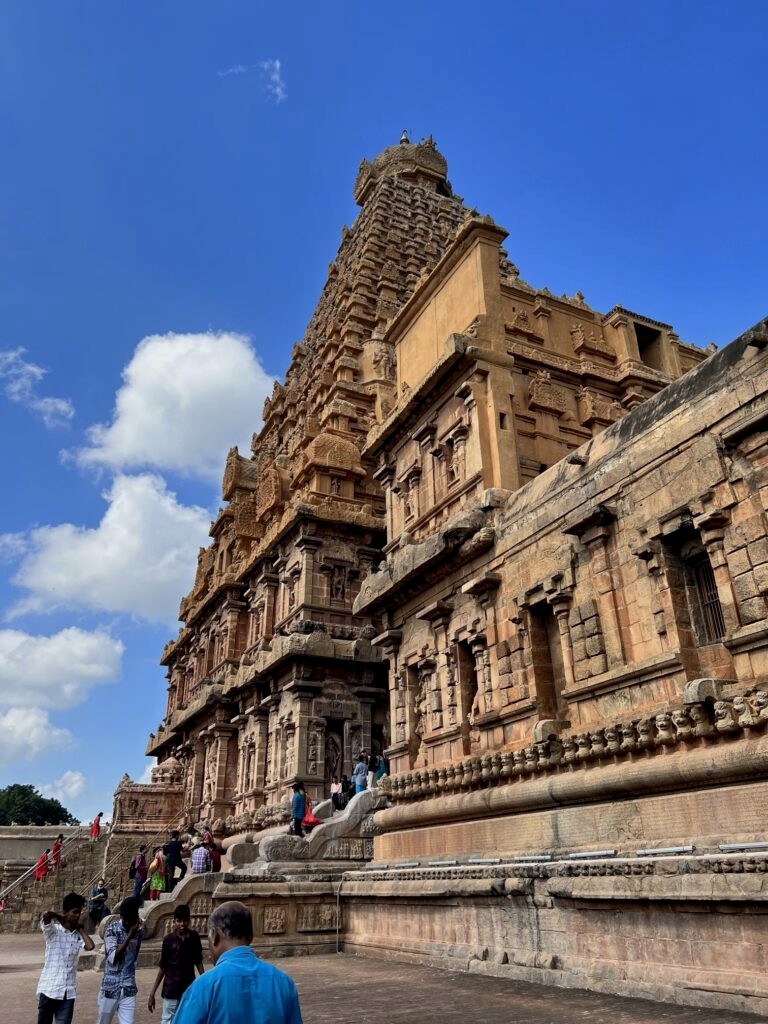 The towering vimana of the Brihadeeshwara temple of Thanjavur.