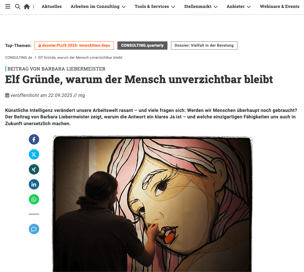 Titelbild des Onlineartikels von Barbara Liebermeister aus die Wirtschaft.