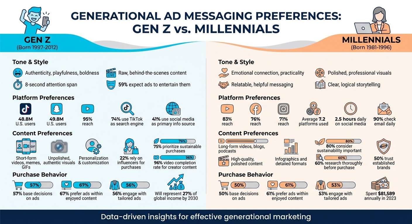 Gen Z vs Millennials Ad Messaging Preferences Comparison