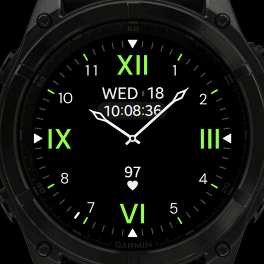 Venu 4 watch displaying a minimal green watch face