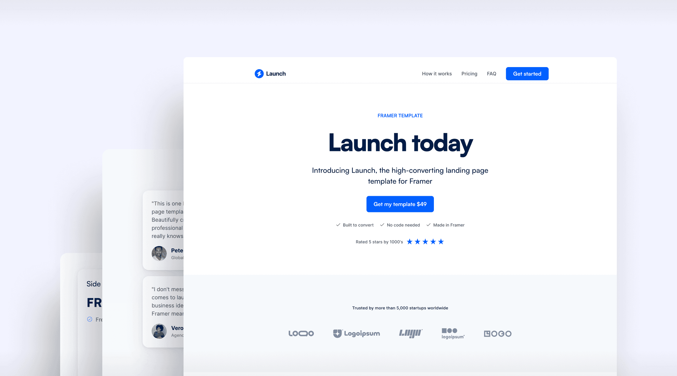 Launch: High-converting landing page template for Framer