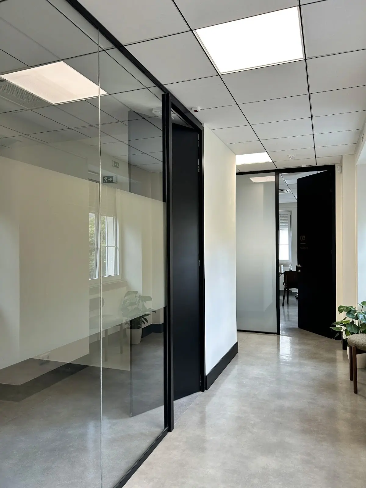 The bright modern corridor of the TejoMed clinic