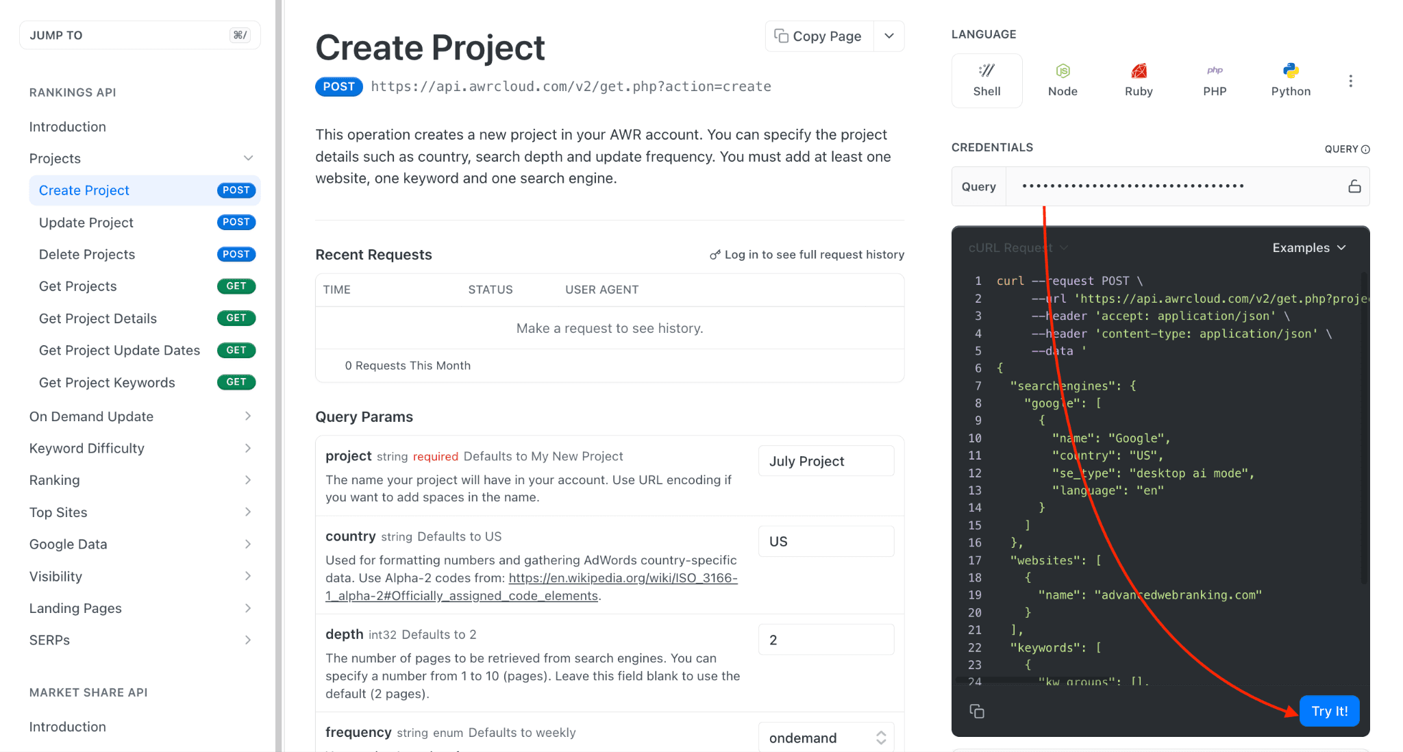 how-to-run-the-awr-create-project-api-call