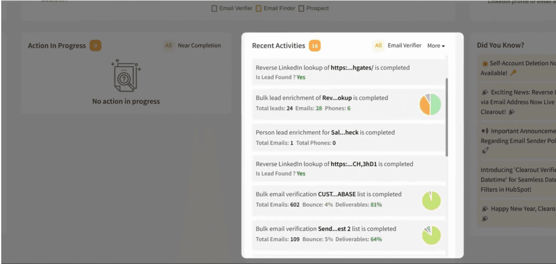Clearout Dashboard & Features