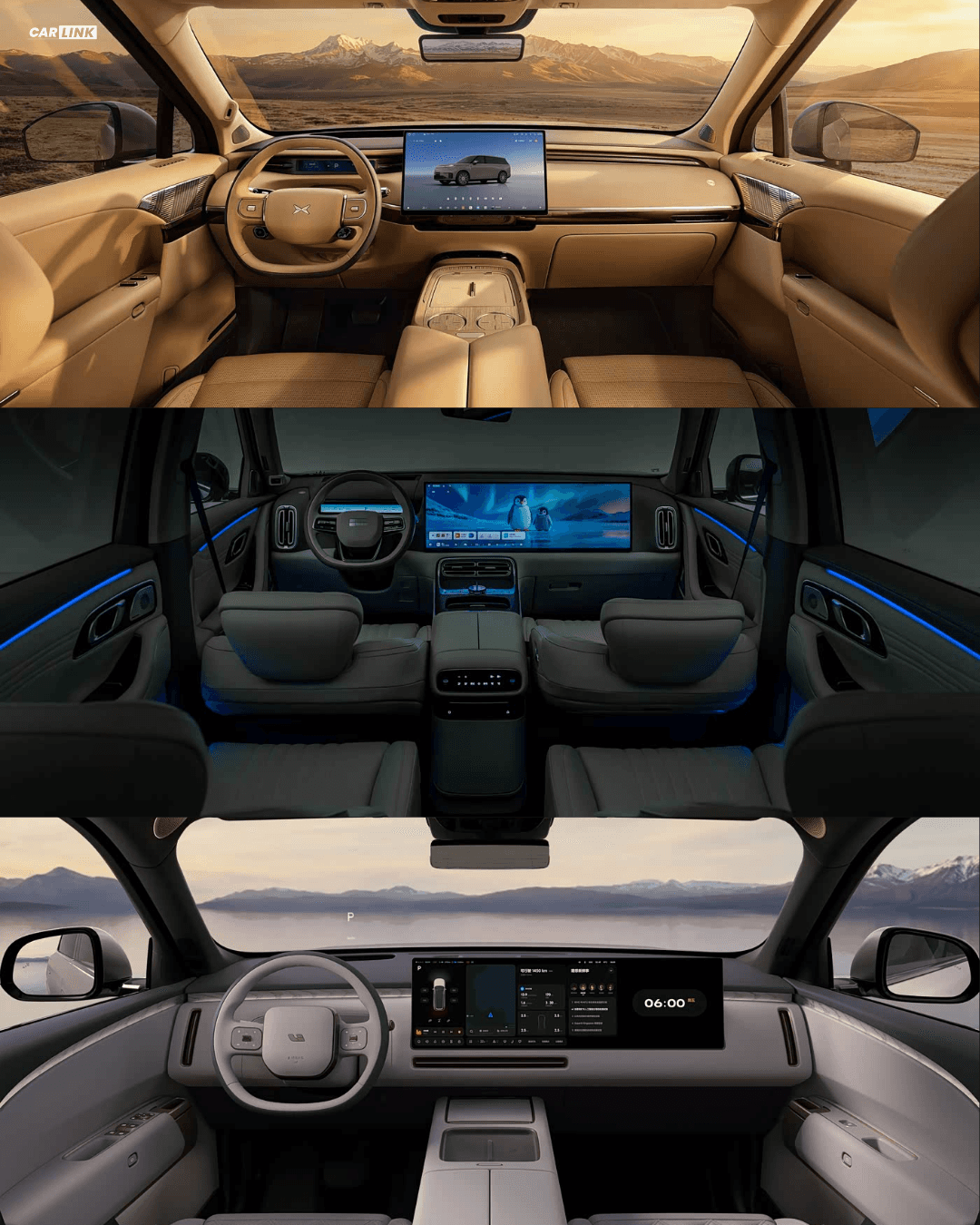 XPeng GX 2026, Geely Galaxy M9 2026 və Li Auto L9 2026 interyer müqayisəsi