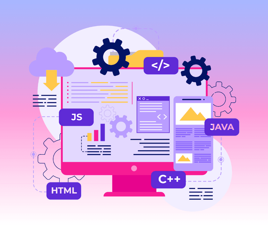 Graphic showing a composition of the app widgets/UI elements