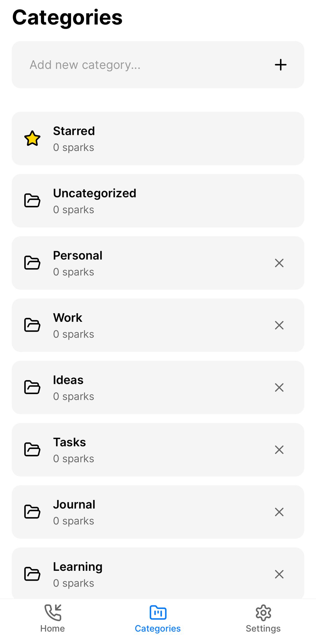 SecondOS UI showcasing categories