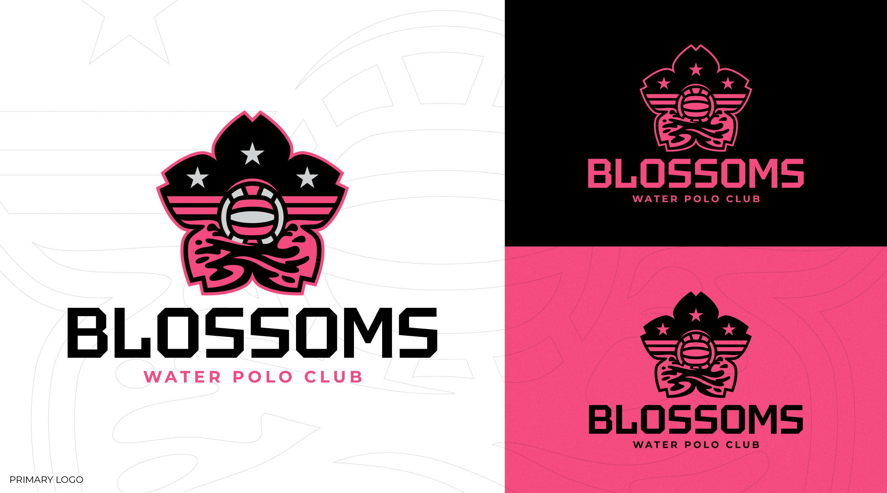 Blossoms Water Polo Club primary logo with text.