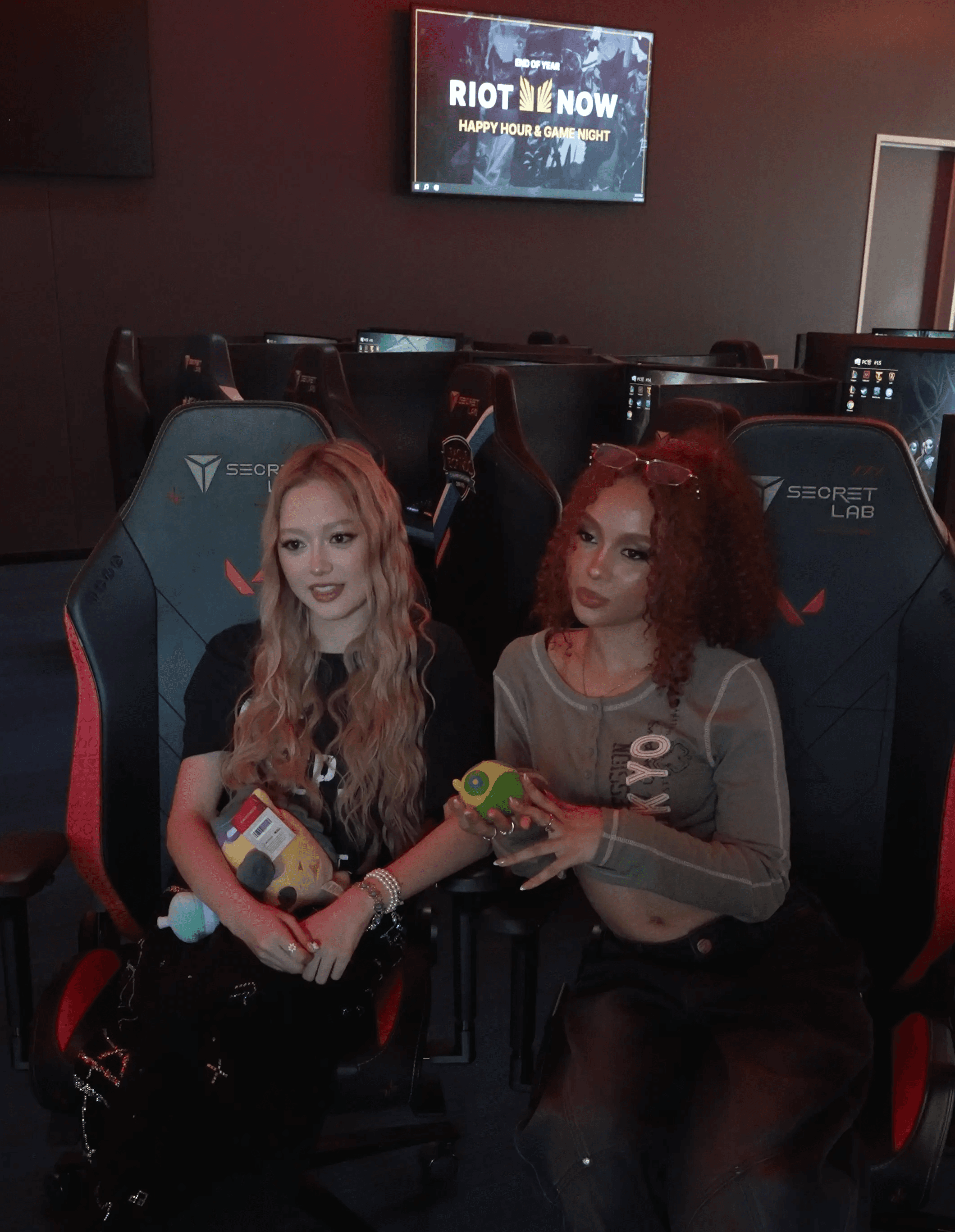 Kendall and Savannah from GIRLSET recording content for Riot Games