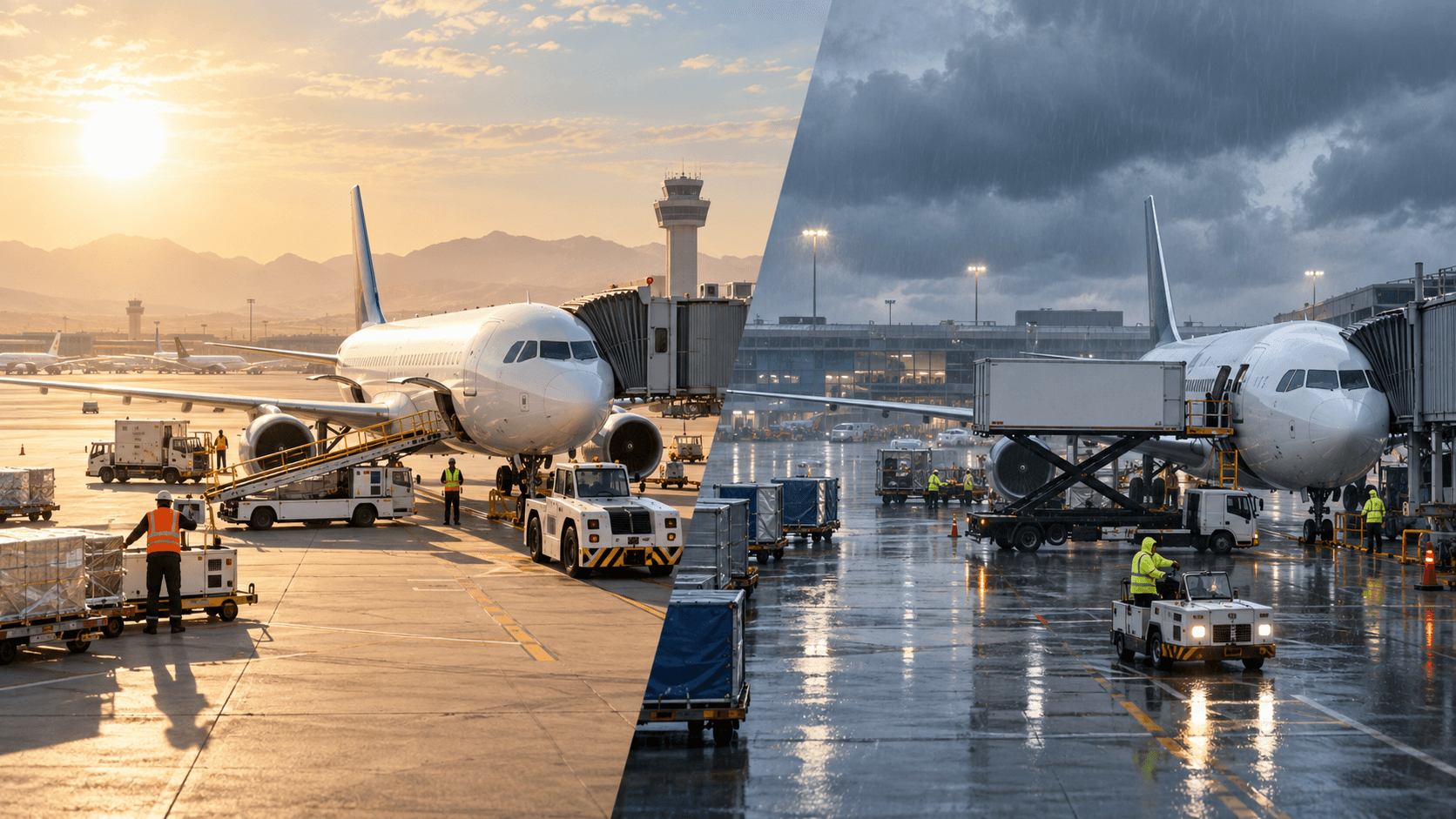 Airport ground support equipment operating in different weather and environmental conditions