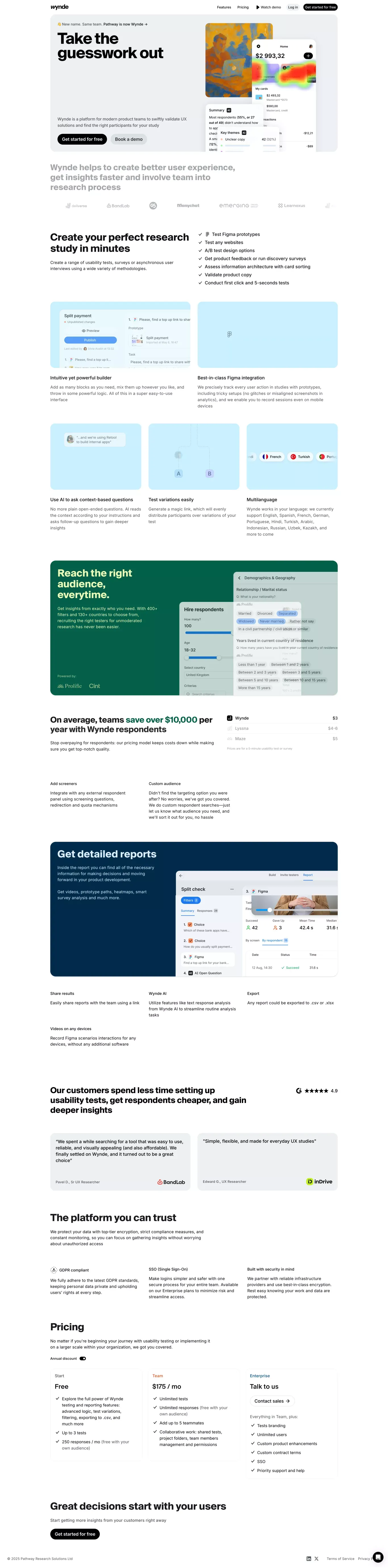 Wynde portfolio page screenshot showcasing Design and Tech design