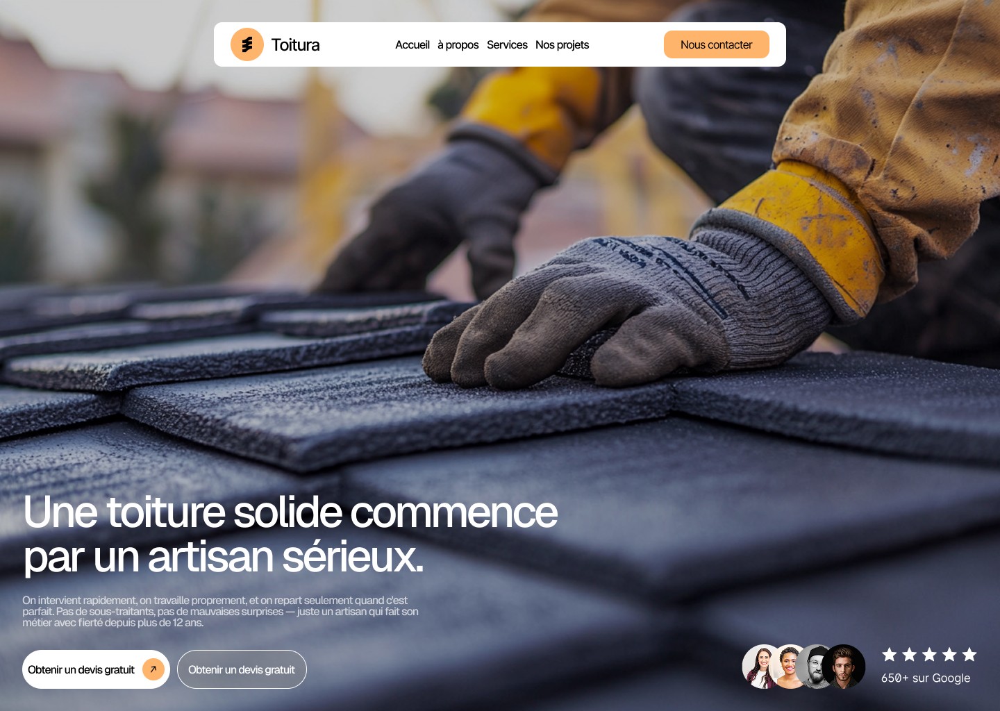 Mockup site web couvreur artisan BTP Occitanie
