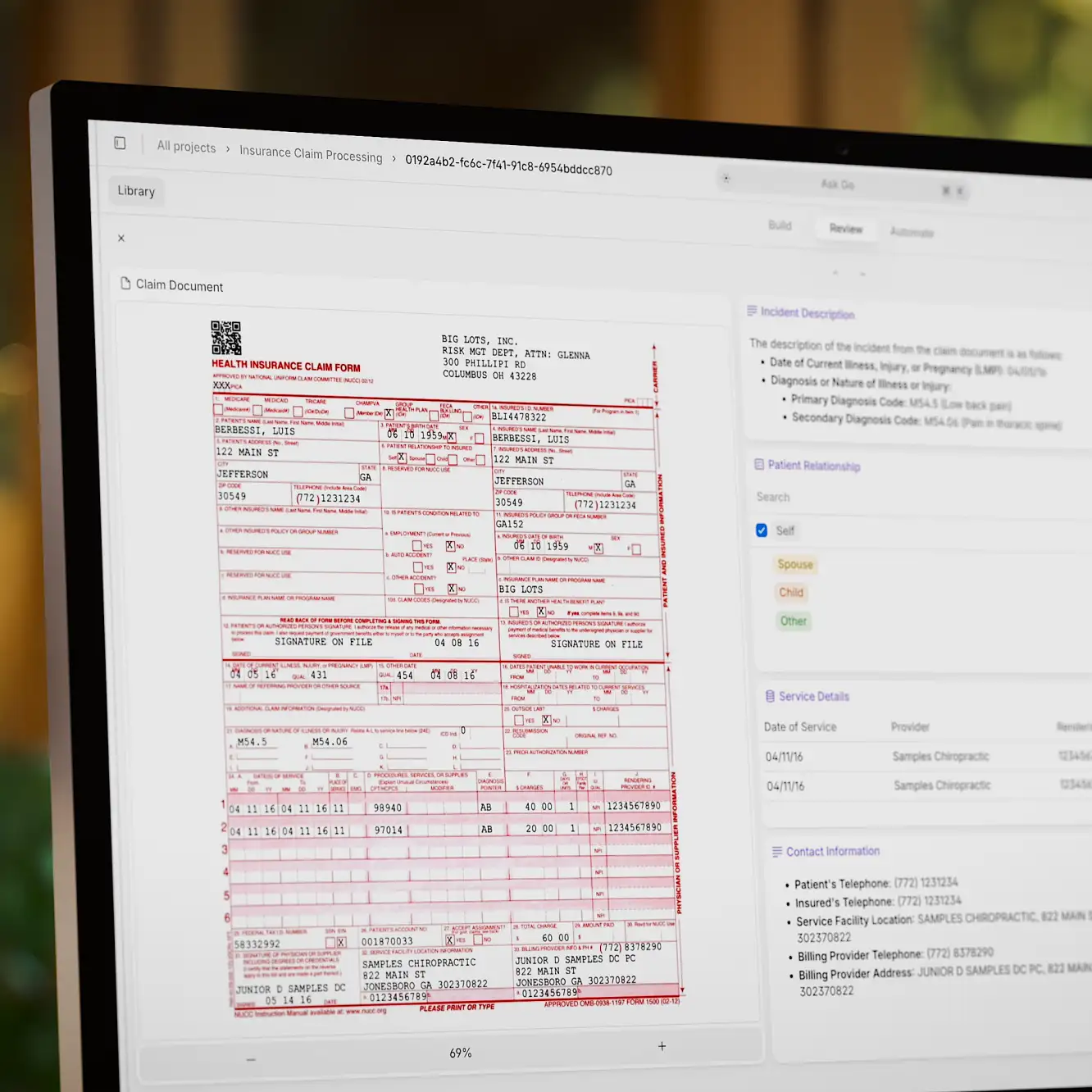 An intelligent document processing tool that turns insurance claims that are unstructured into structured data