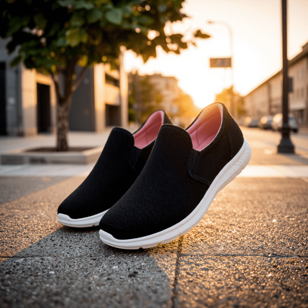 product photography of a pair of casual slip-on shoes