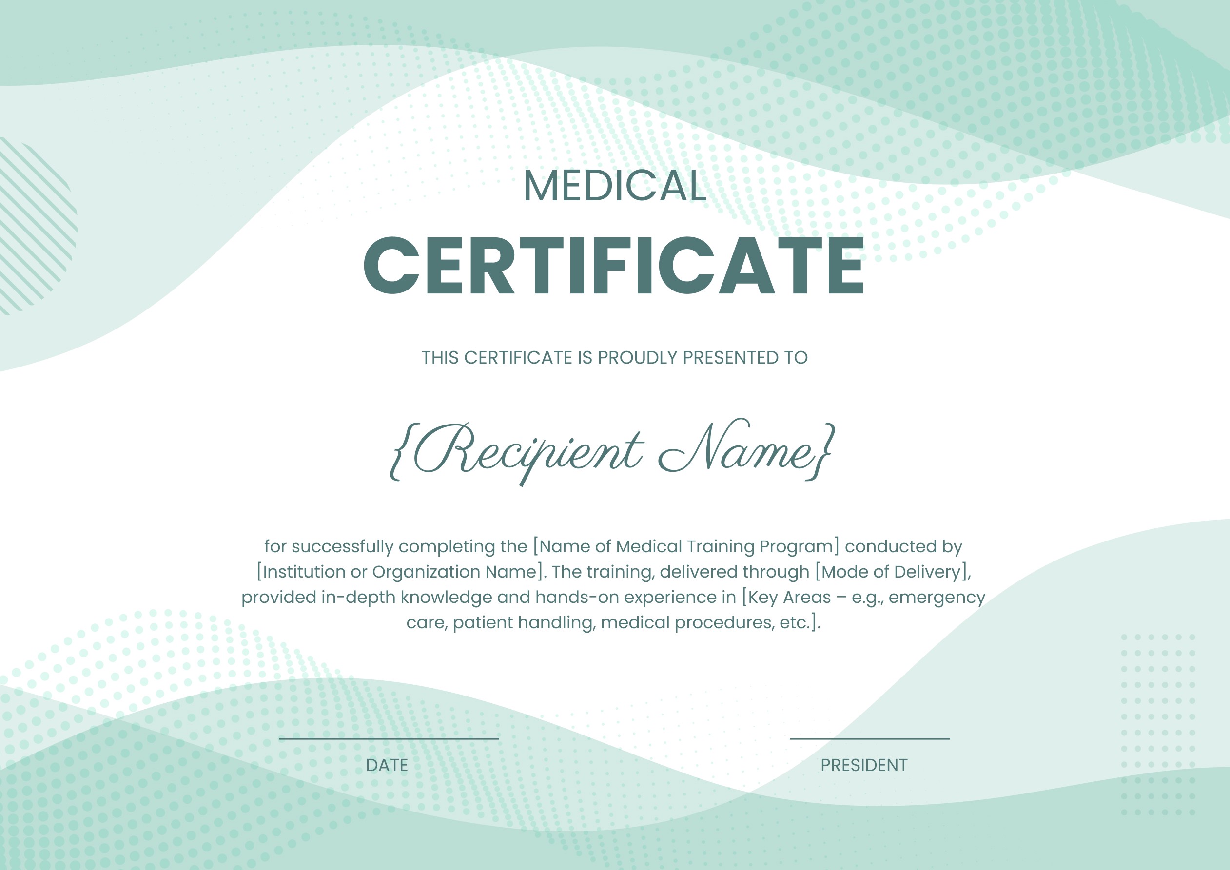 Wauld - Classic and Professional Medical Training Completion Certificate Template