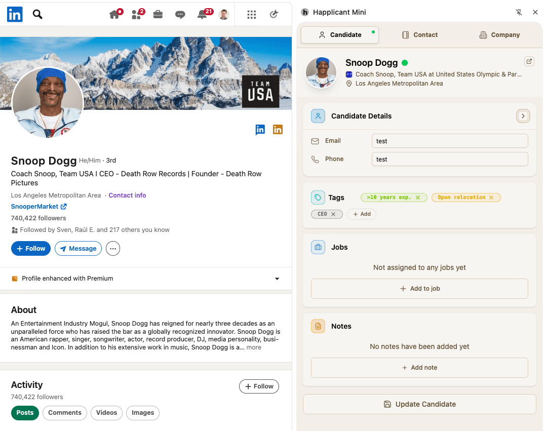 LinkedIn Chrome extension