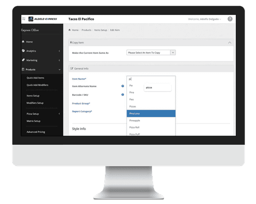 Supports consistent menu item naming on point-of-sale devices, customer menus, tickets, receipts, and reports!