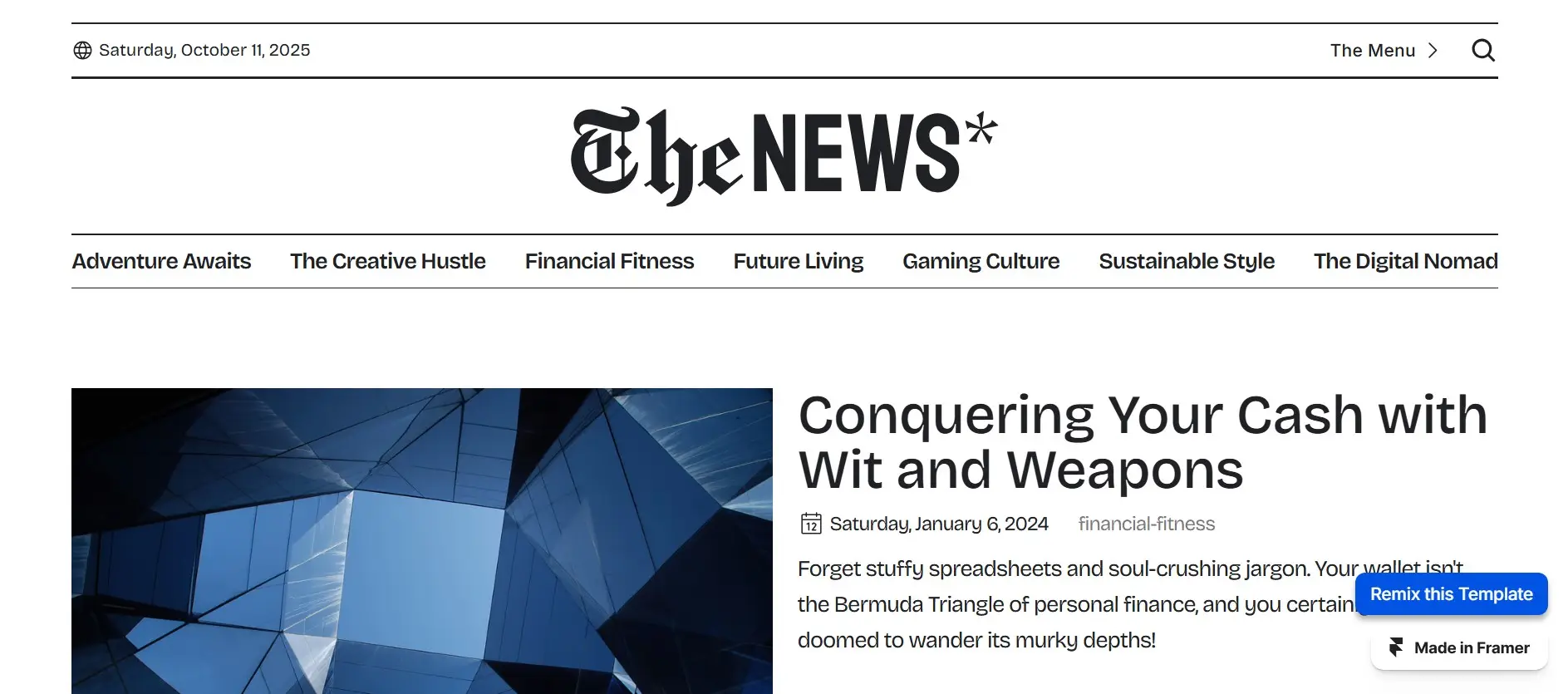 thenews framer blog template