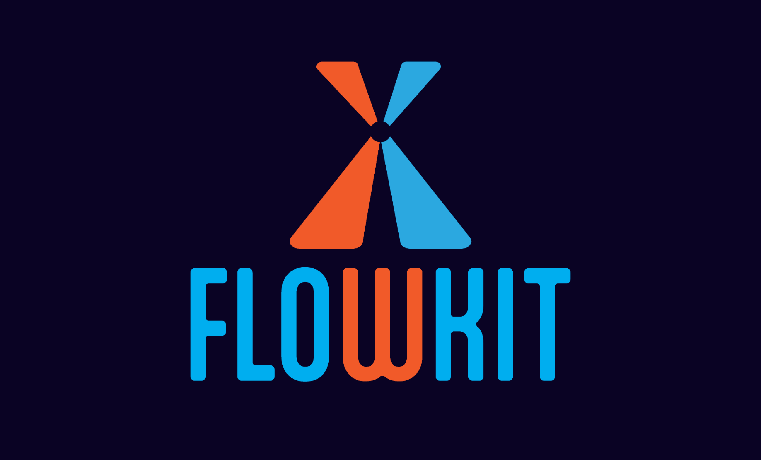 Flowkit logo - a stylistic X and wordmark Flowkit under it