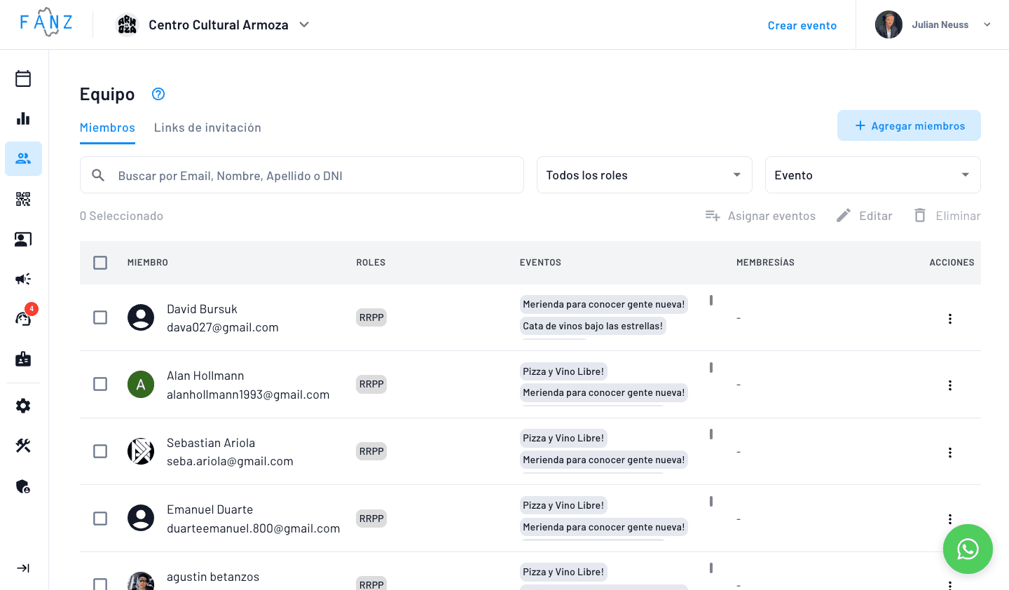 informe con información sobre los equipos del centro de cultura
