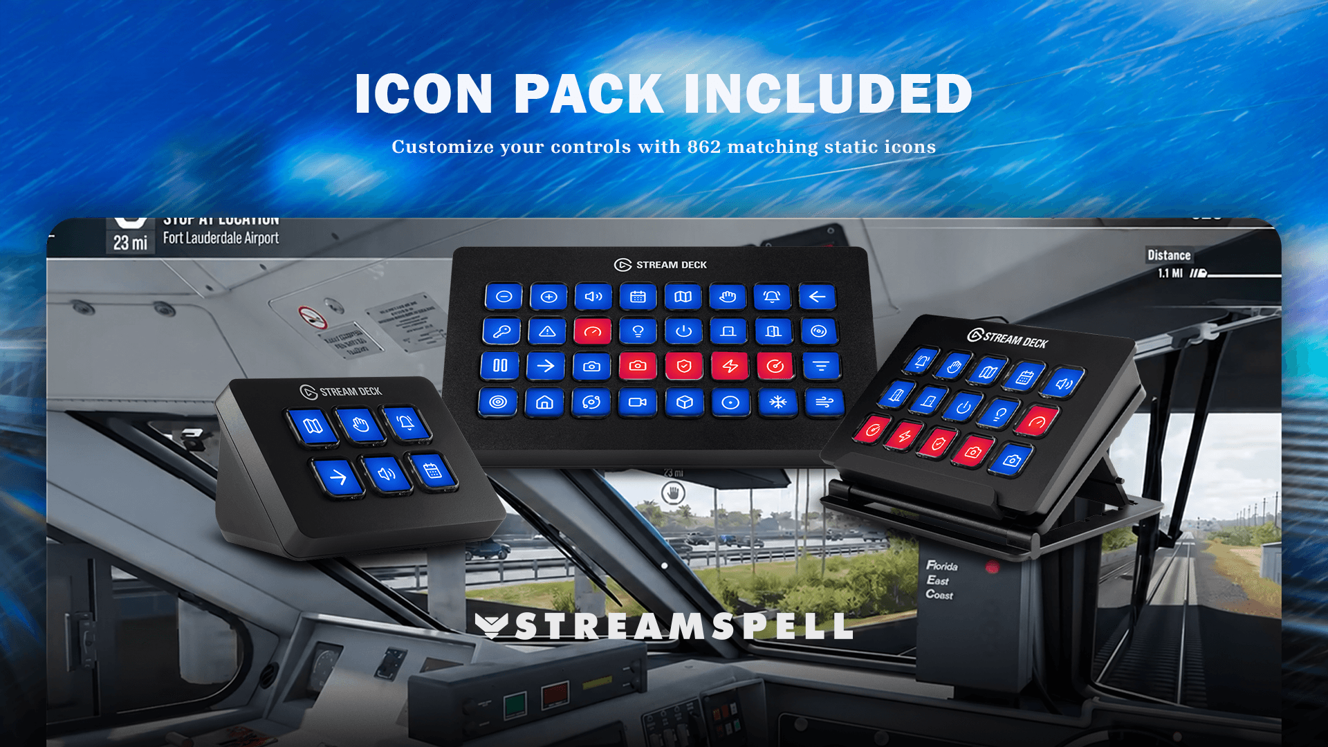 Train Sim World 7 Stream Deck Icon Pack with matching railway control icons