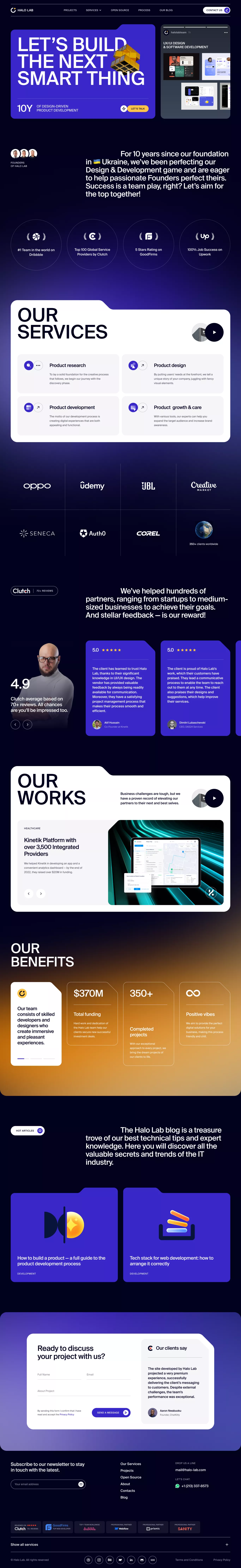 Custom Design and Development Services landing page screenshot showcasing Design and Tech design
