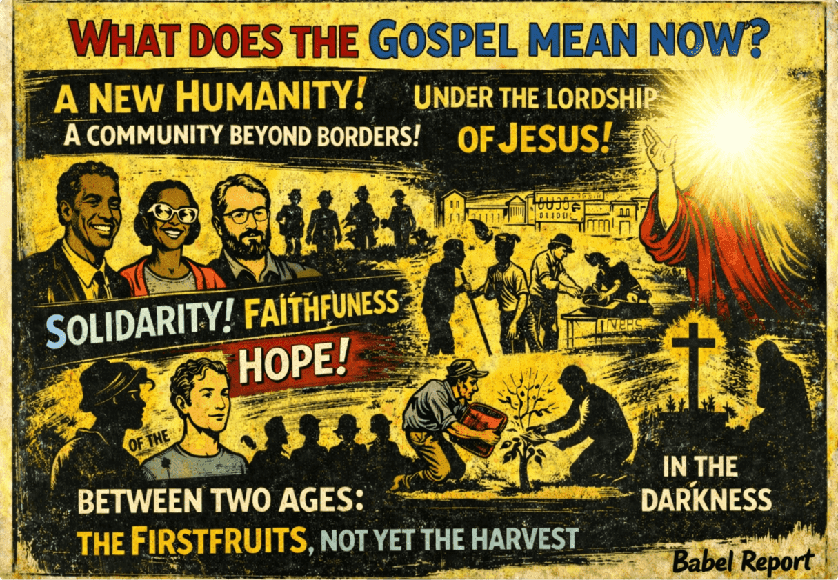 Poster of people and today's gospel message