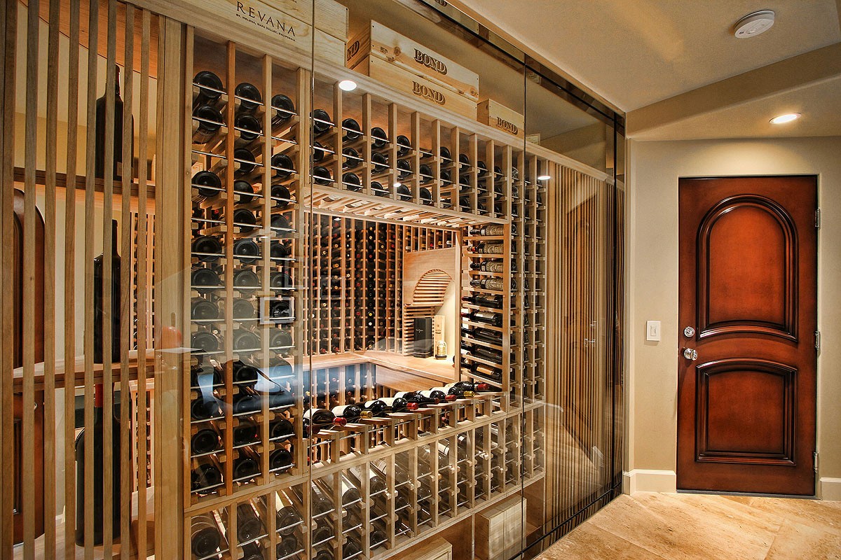 Exterior view of the wine cellar, highlighting its integration with the rest of the space.