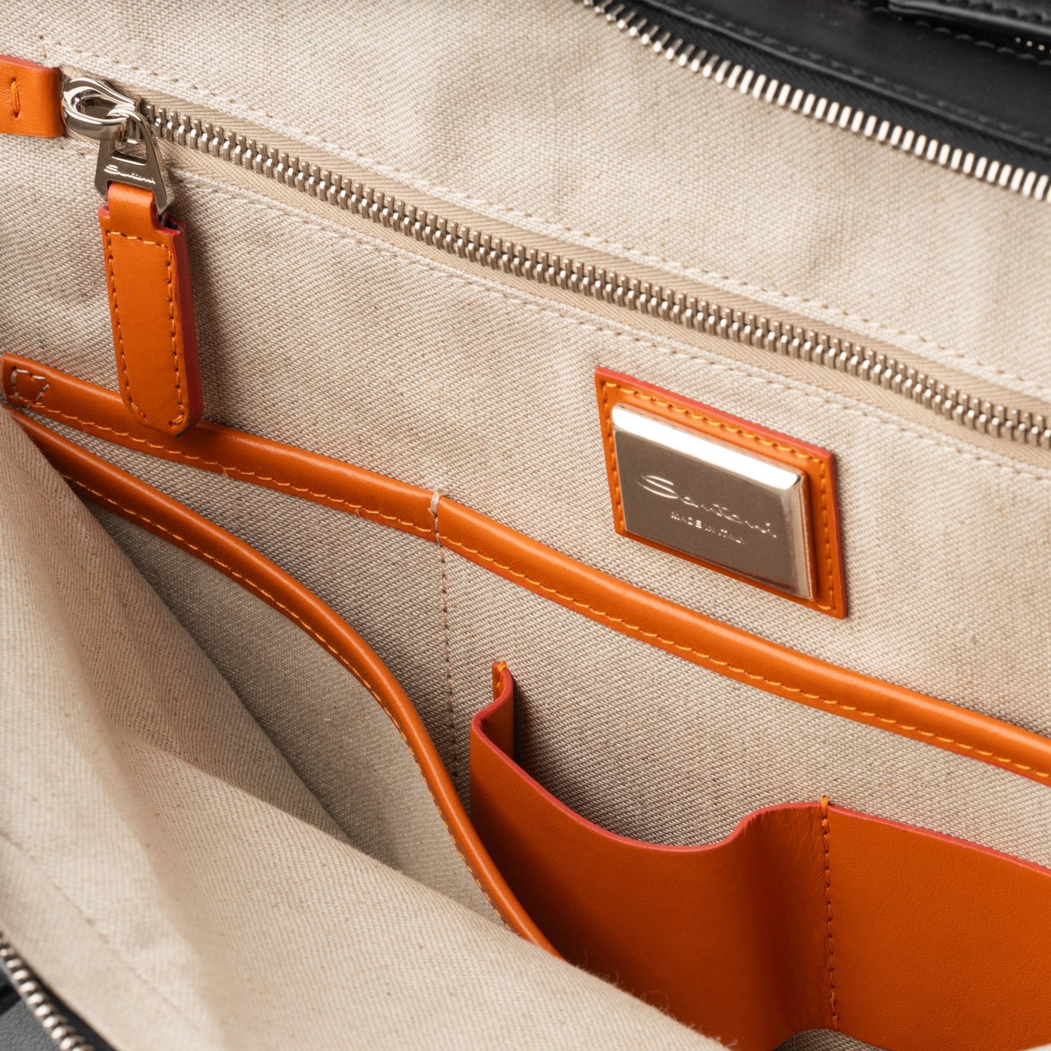 Black embossed leather briefcase - Mandelli UK