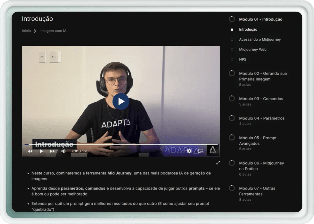 Imagem mostrando a apresentação do curso de ia para imagens