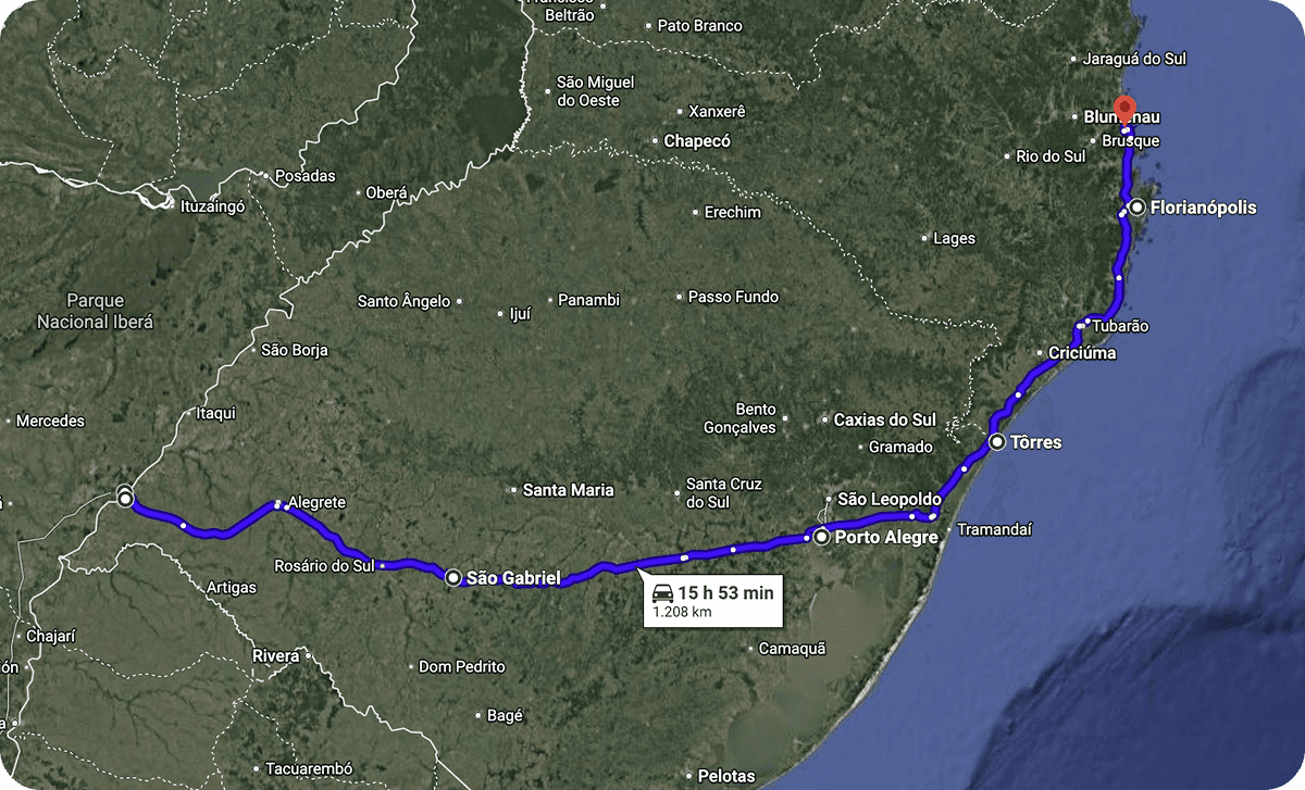 ruta para viajar a brasil en auto