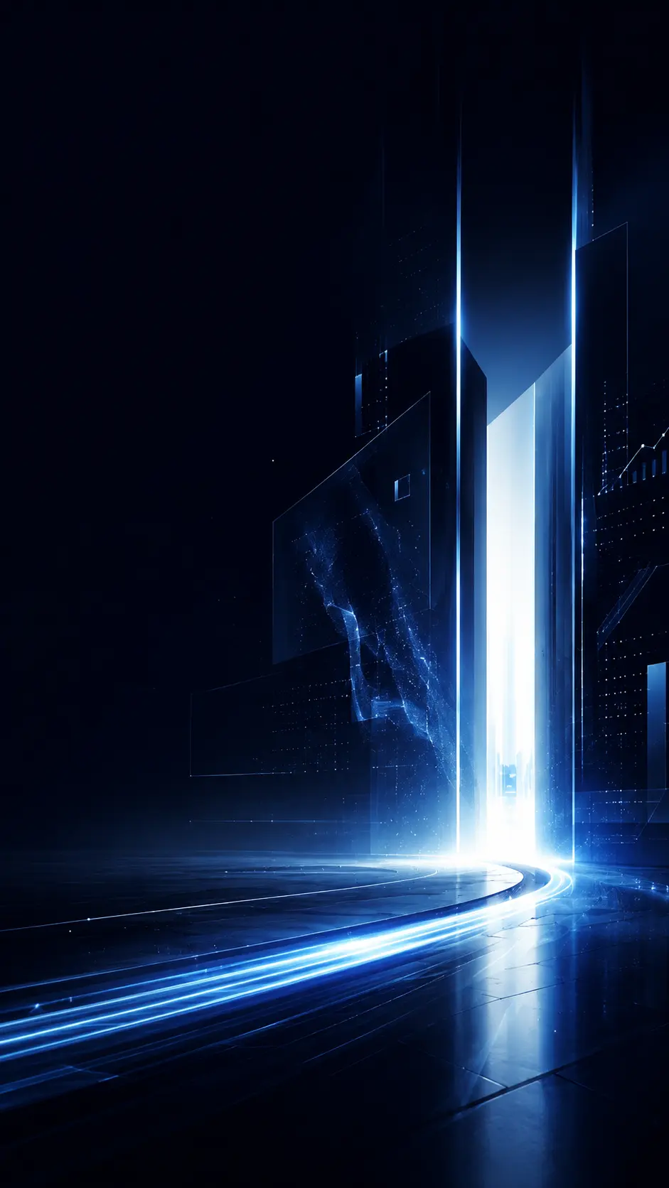 Mobile hero visual for Lumis digital agency services in Lebanon with futuristic blue light and digital growth elements