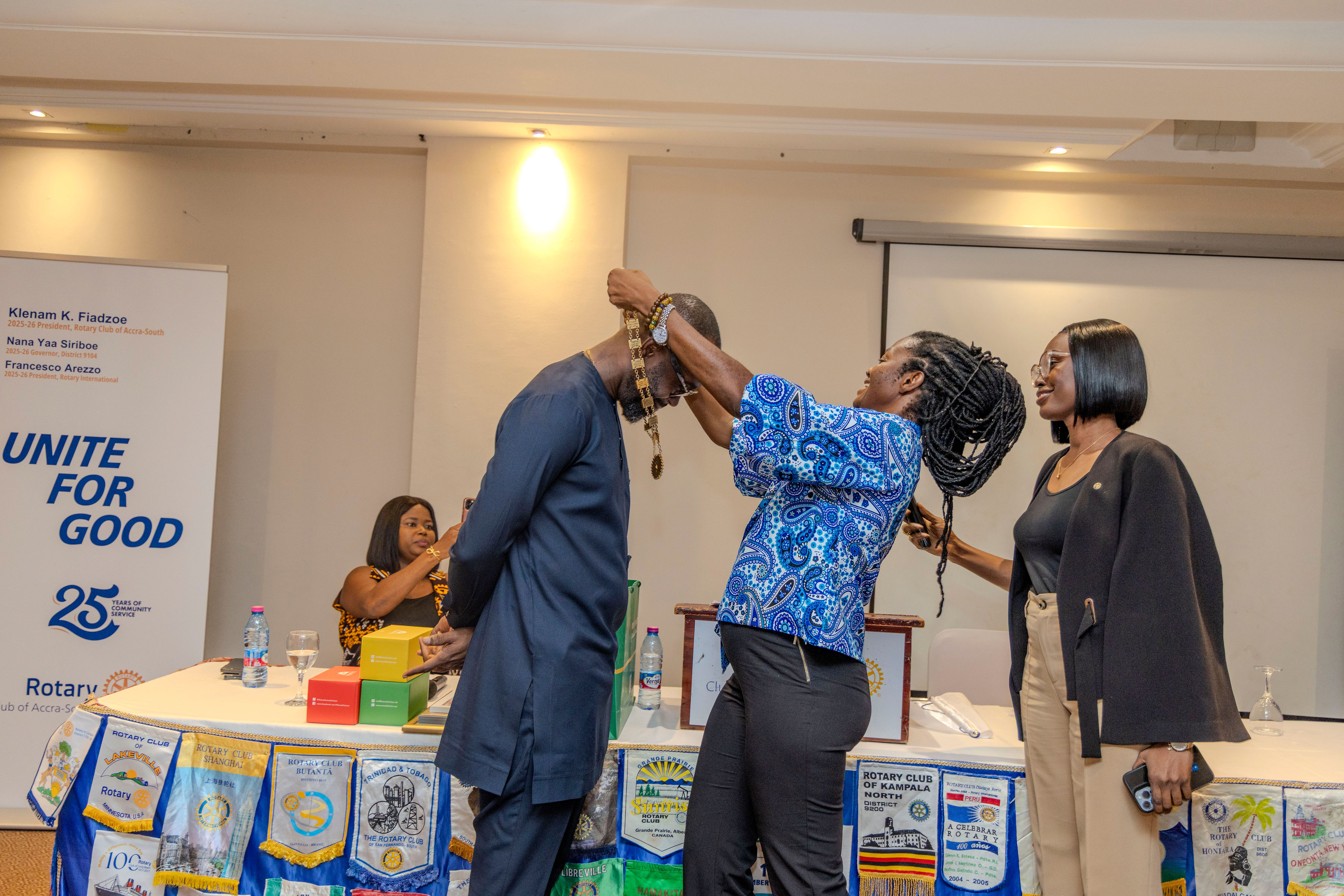 Klenam Fiadzoe is sworn in as President of the Rotary Club of Accra South for the 2025-26 Rotary year