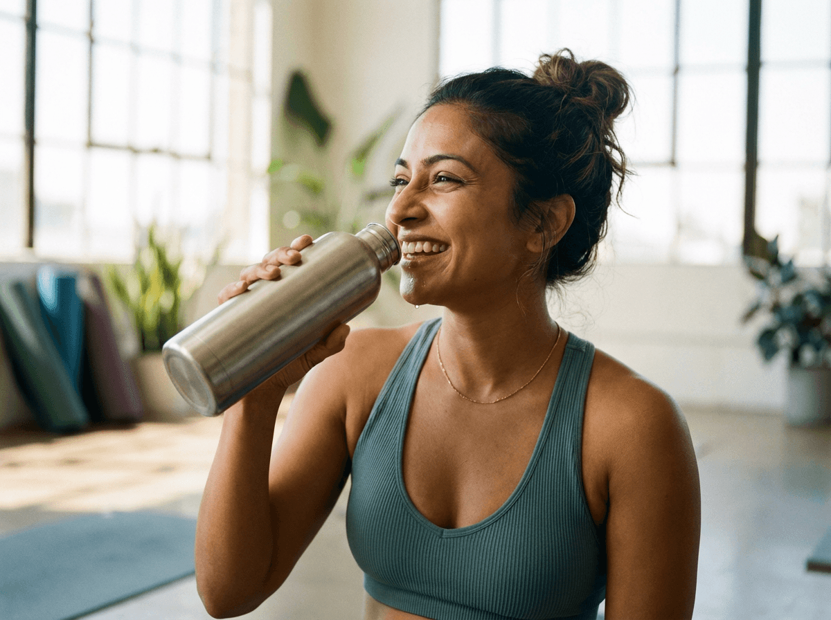 young fit girl showing up her wellness body