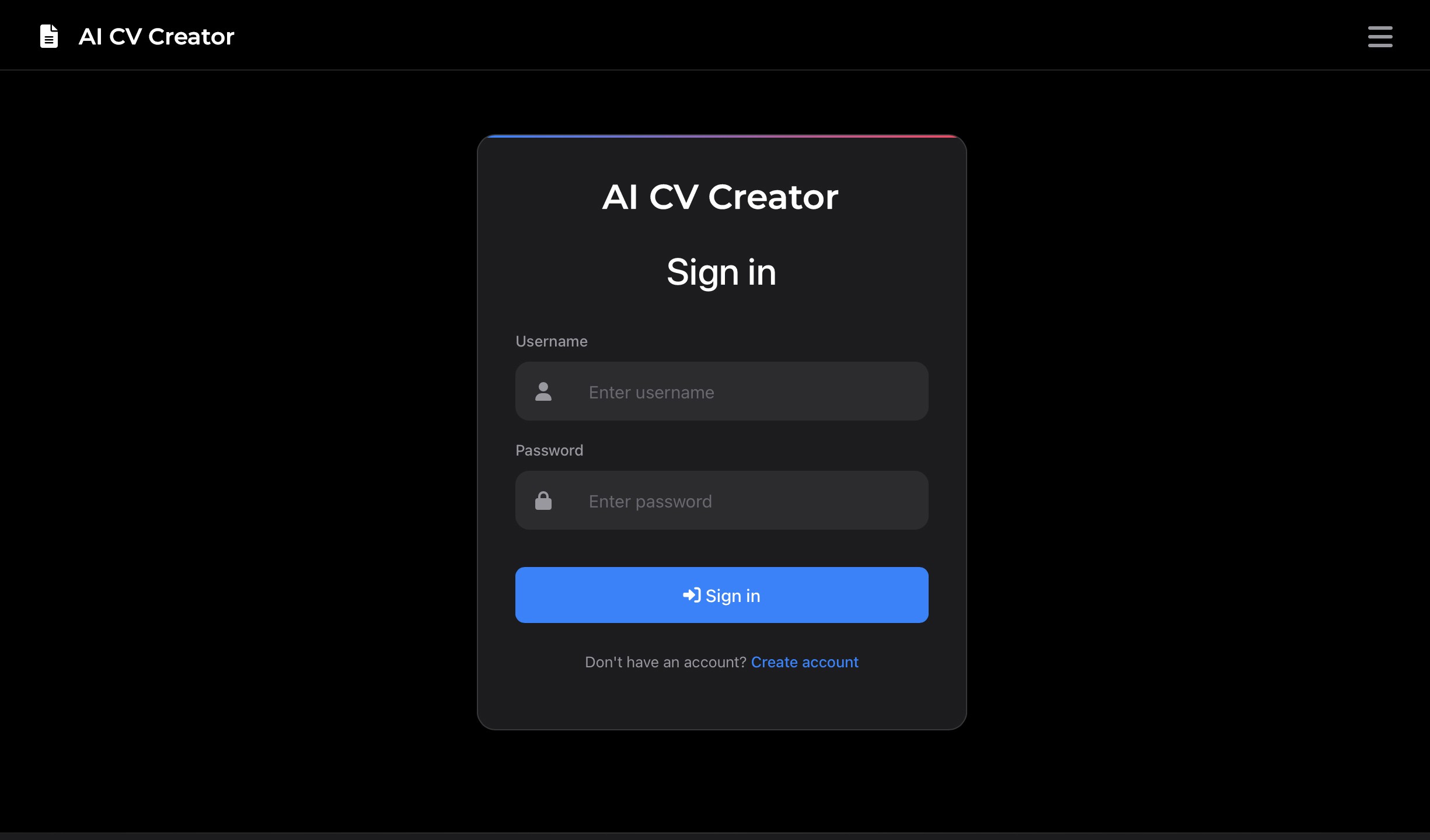 AI CV Creator - Sign In