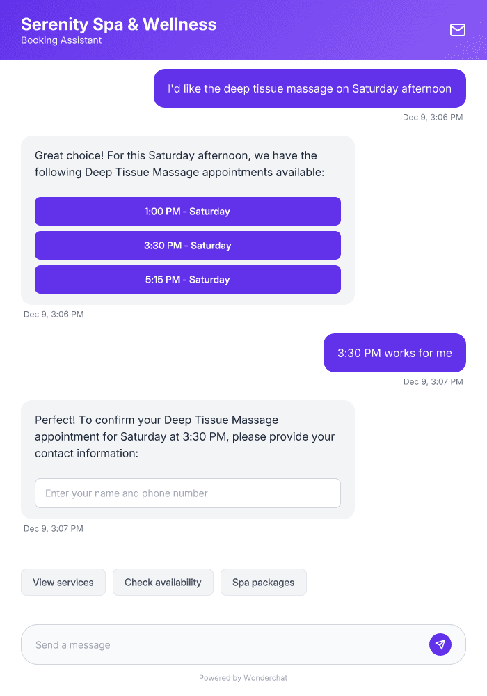 Spa Appointment Booking AI Agent Template