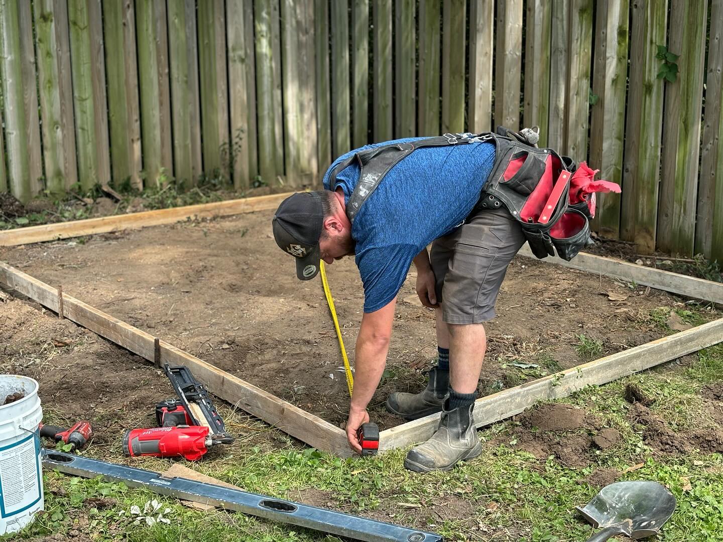 Concrete Contractor creating a concrete shed pad