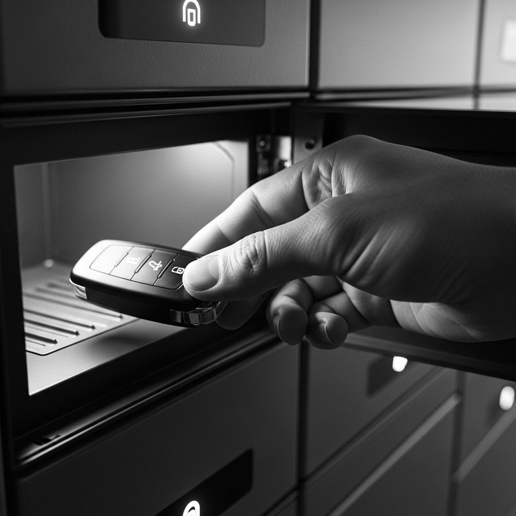 Secure key management locker for automotive and commercial key storage.
