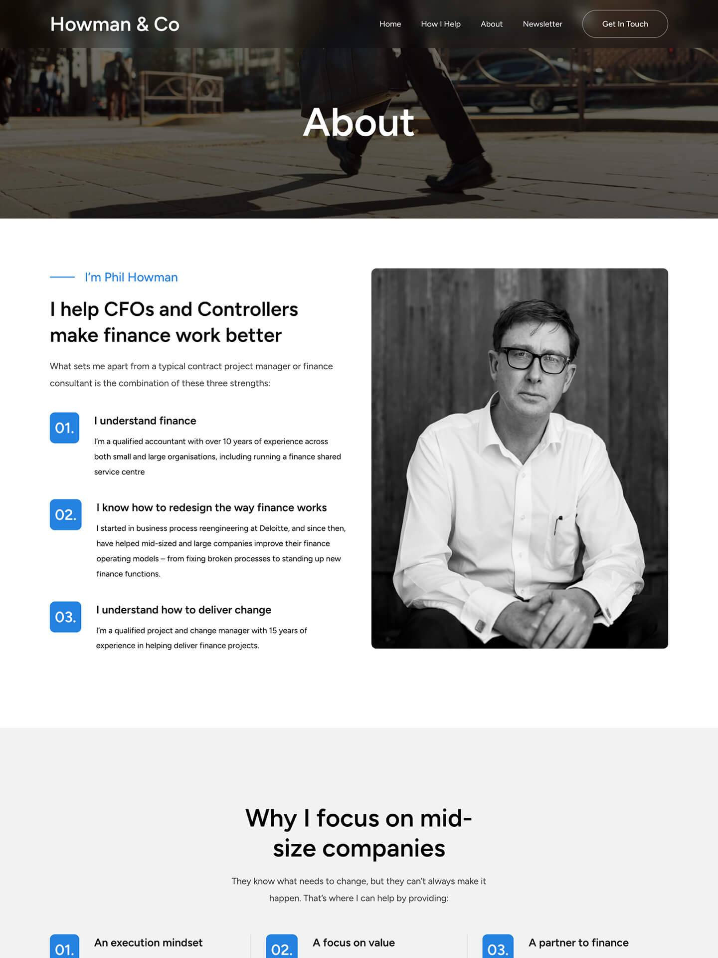 Screen capture of a website design for a gym