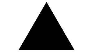 A solid black triangle against a white background, showcasing a simple geometric shape for minimalist design.