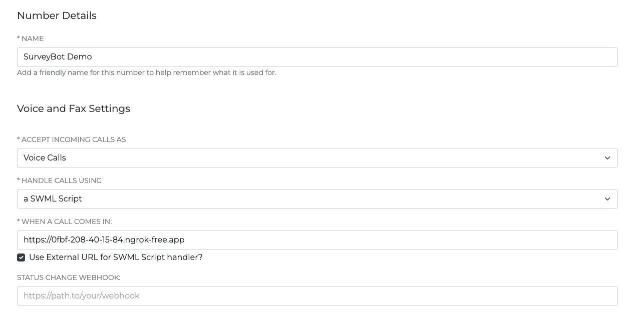 set surveybot for SWML script