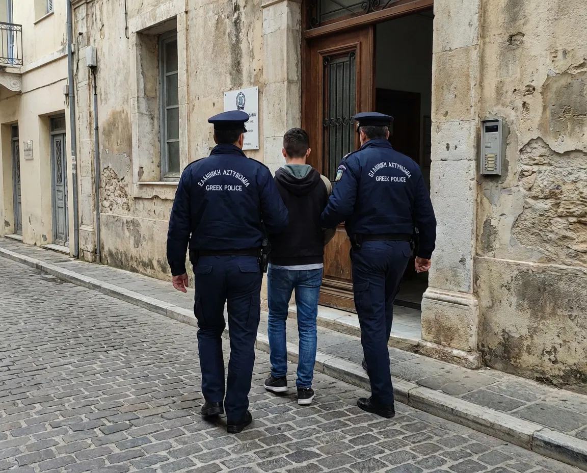 Greek police escort a 16 year old detainee