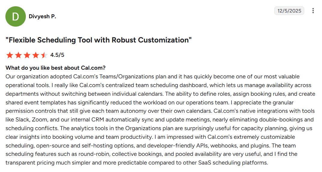 Divyesh’s review of Cal.com