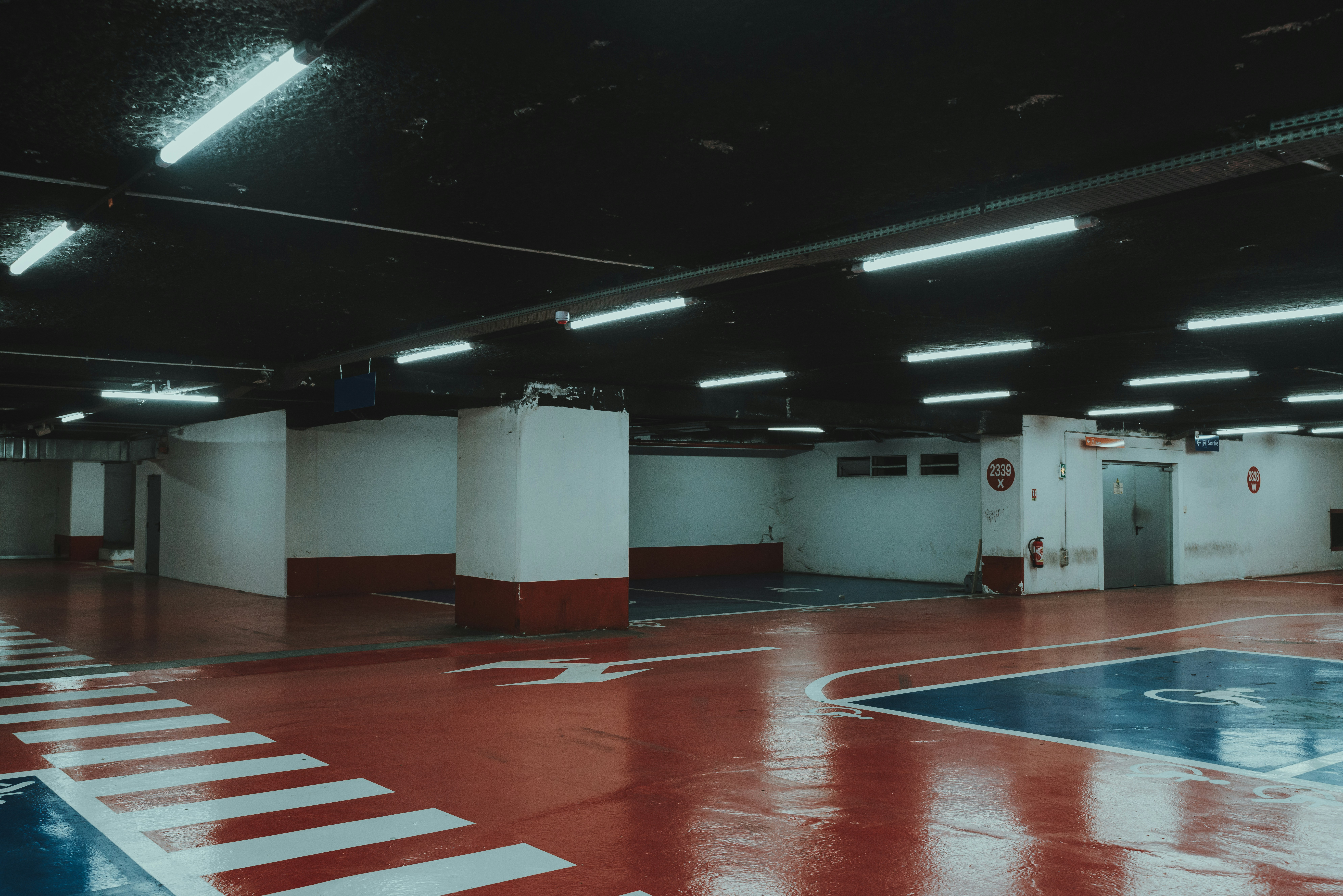 red and white floor tiles