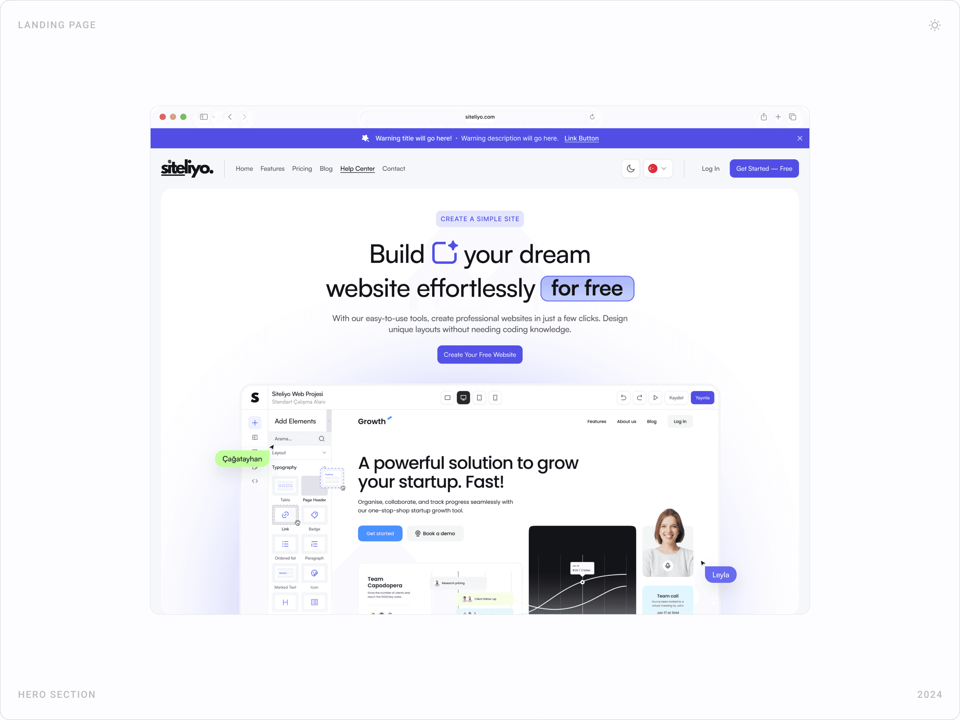 Conversion-Focused Website Builder Hero Section Design