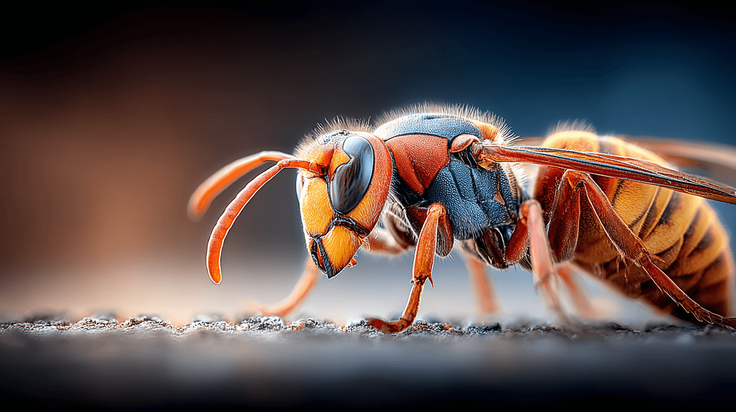 Close-up of a hornet – pest targeted in professional pest control services
