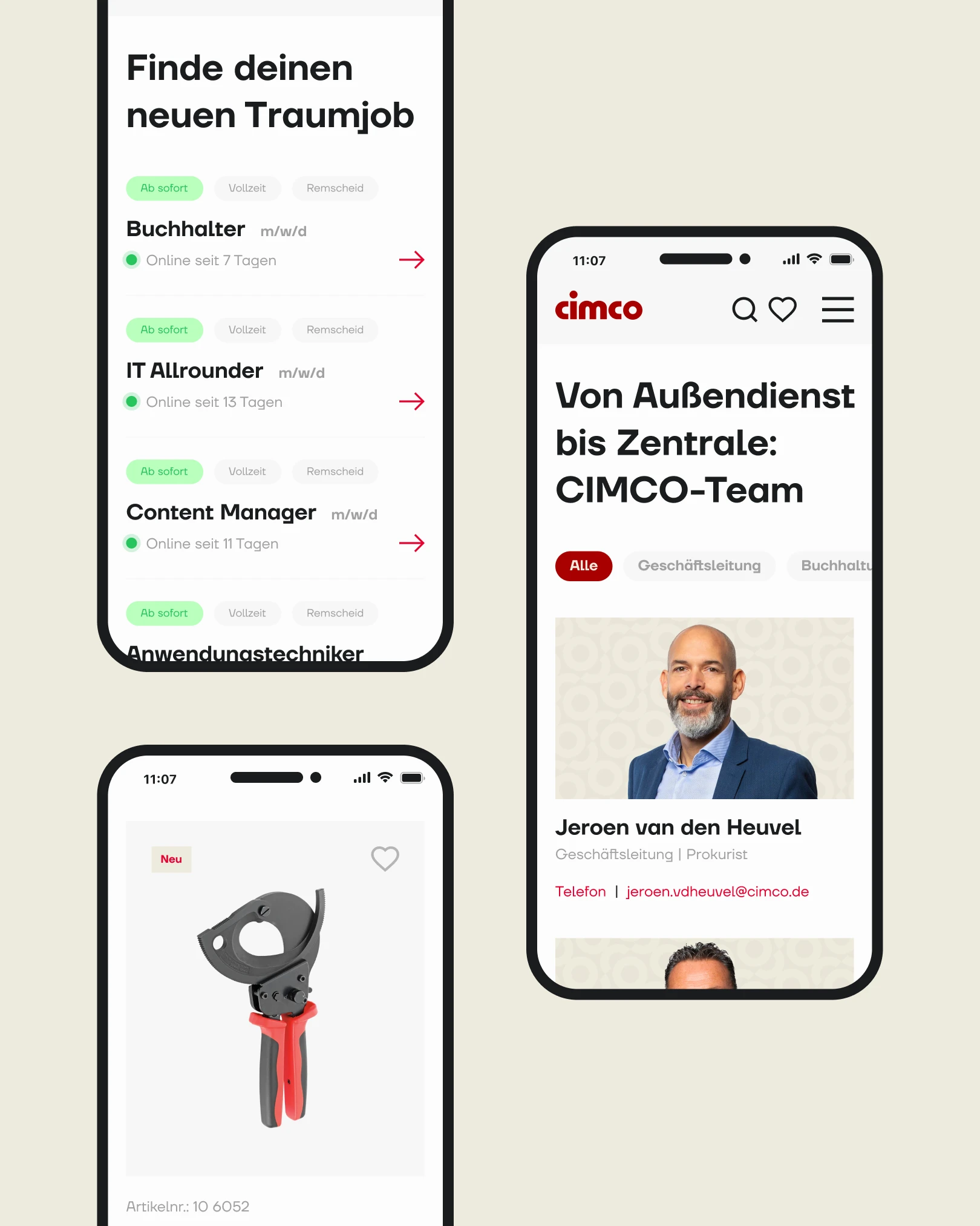 Mobile Website Screens